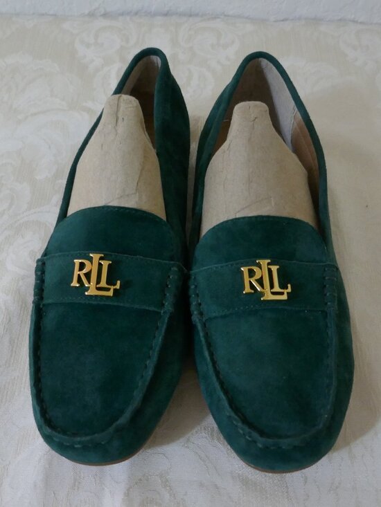 Lauren Ralph Lauren Shoes - Ralph Lauren Barnsbury Suede Driving Loafer Green Signature Logo Women's Size 9